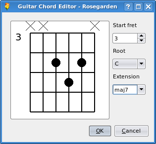 Rosegarden's chord editor dialog
      				