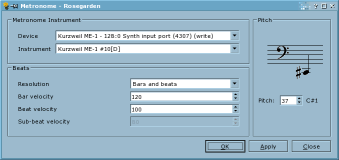 Rosegarden's metronome configuration dialog