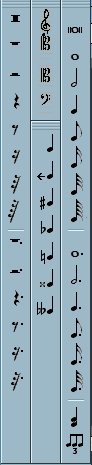 The duration, rests, and accidentals toolbars