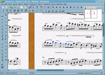 Rosegarden's notation editor in Multiple Page layout