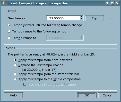 Rosegarden's tempo dialog