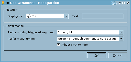 Rosegarden's Trigger Ornament dialog