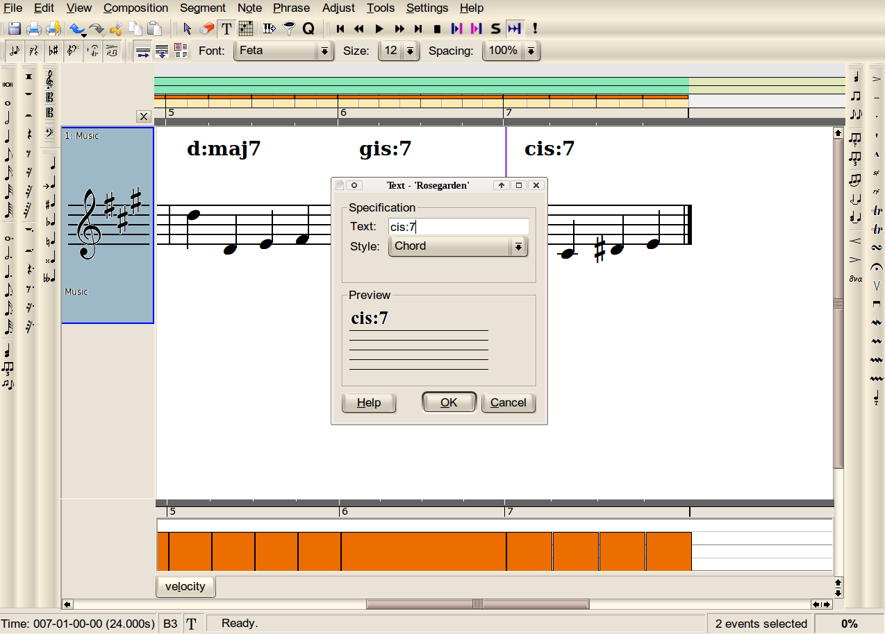 What it looks like to enter a chord name.