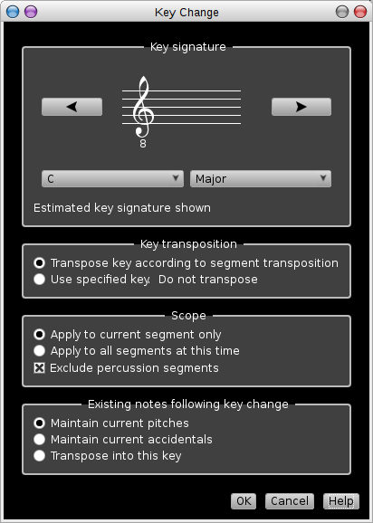 Rosegarden's key signature dialog