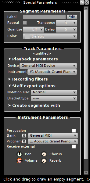 Rosegarden's segment parameter box