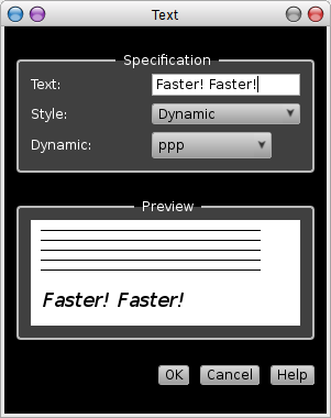 Rosegarden's text dialog