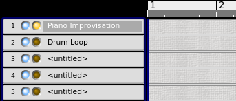 Rosegarden's Track buttons showing track labels