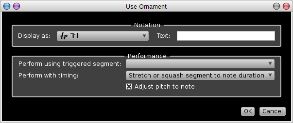 Rosegarden's Trigger Ornament dialog