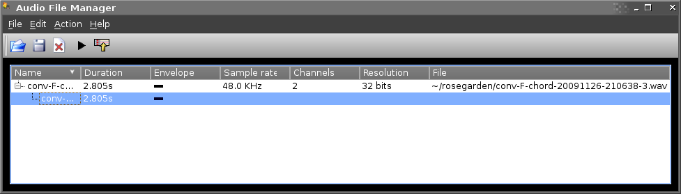 Segment associated with audio file selected